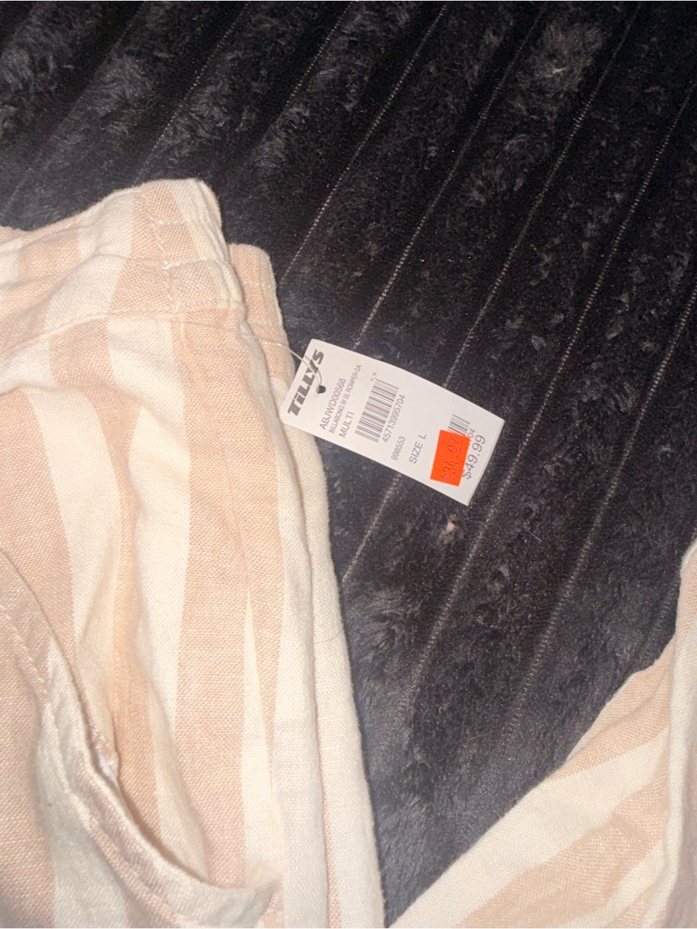 Tilly's Beige & White Striped Pull-On Pants - Picture 4 of 5